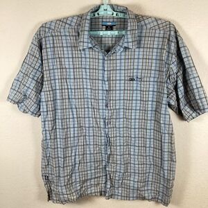 Ninety Six North Mens Button Up Shirt Sz XL Short Sleeve Plaid Stains Good